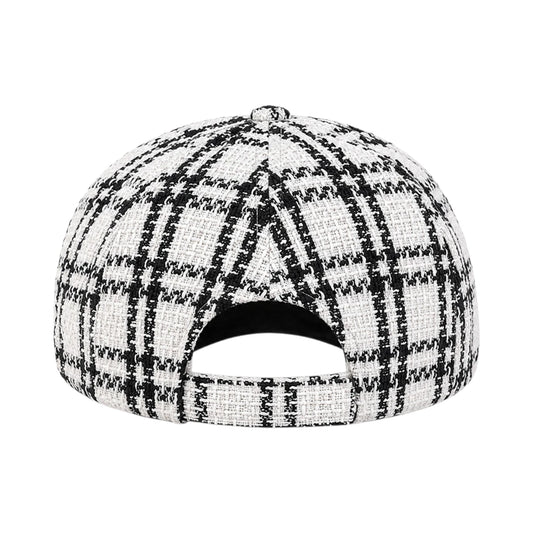 Capvora White Monochrome Tweed Baker Boy Cap