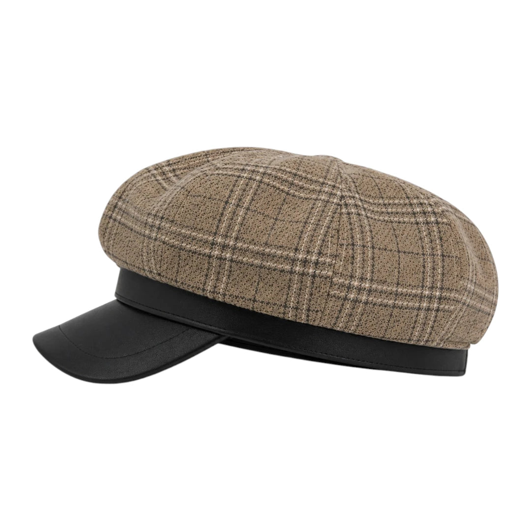 Capvora Beige Classic Heritage Plaid Baker Boy Cap