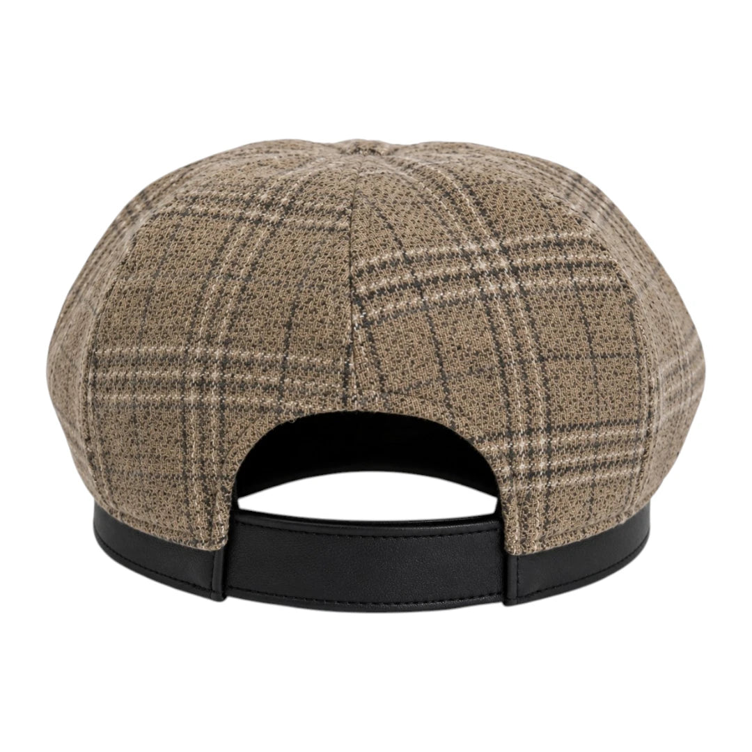 Capvora Beige Classic Heritage Plaid Baker Boy Cap