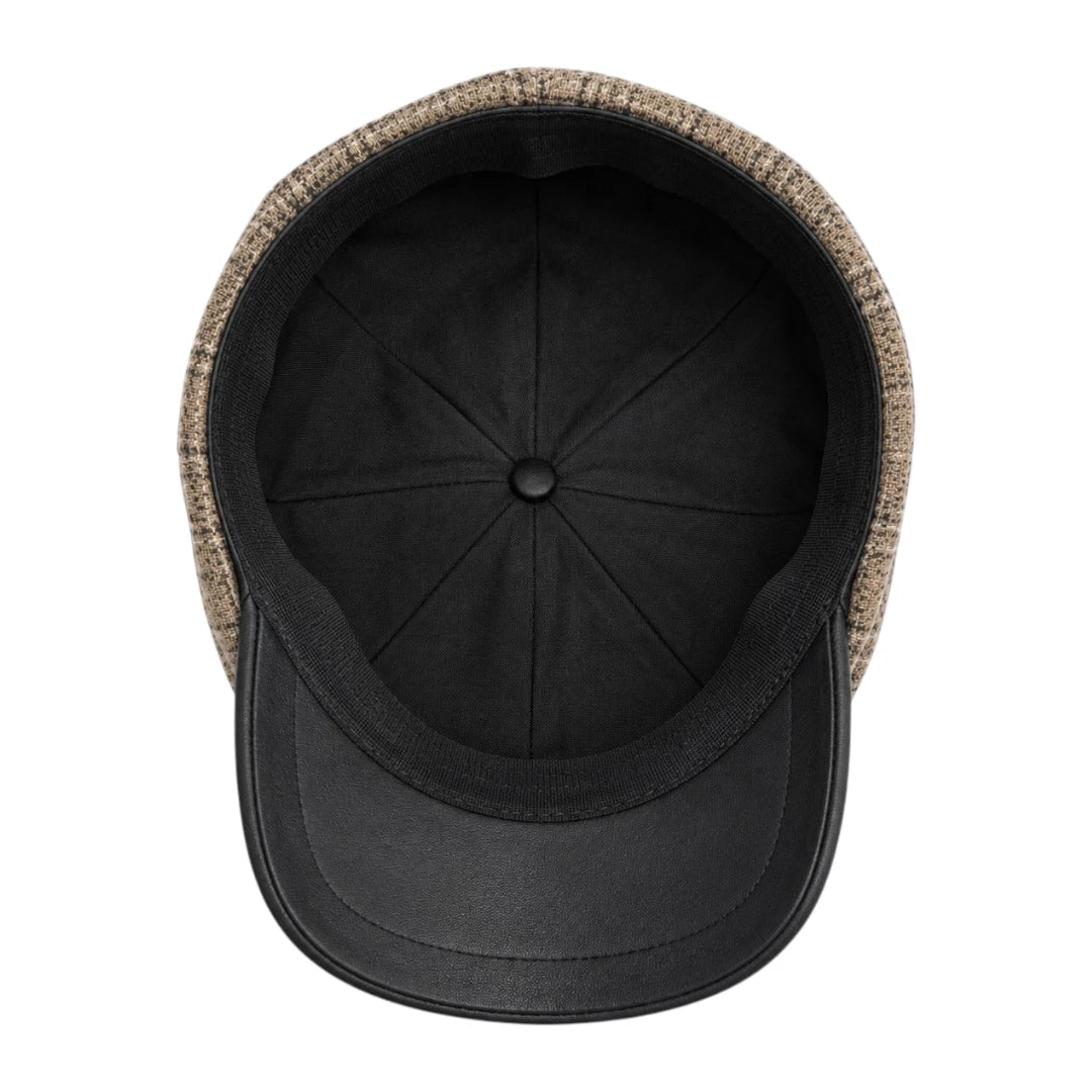 Capvora Beige Classic Heritage Plaid Baker Boy Cap
