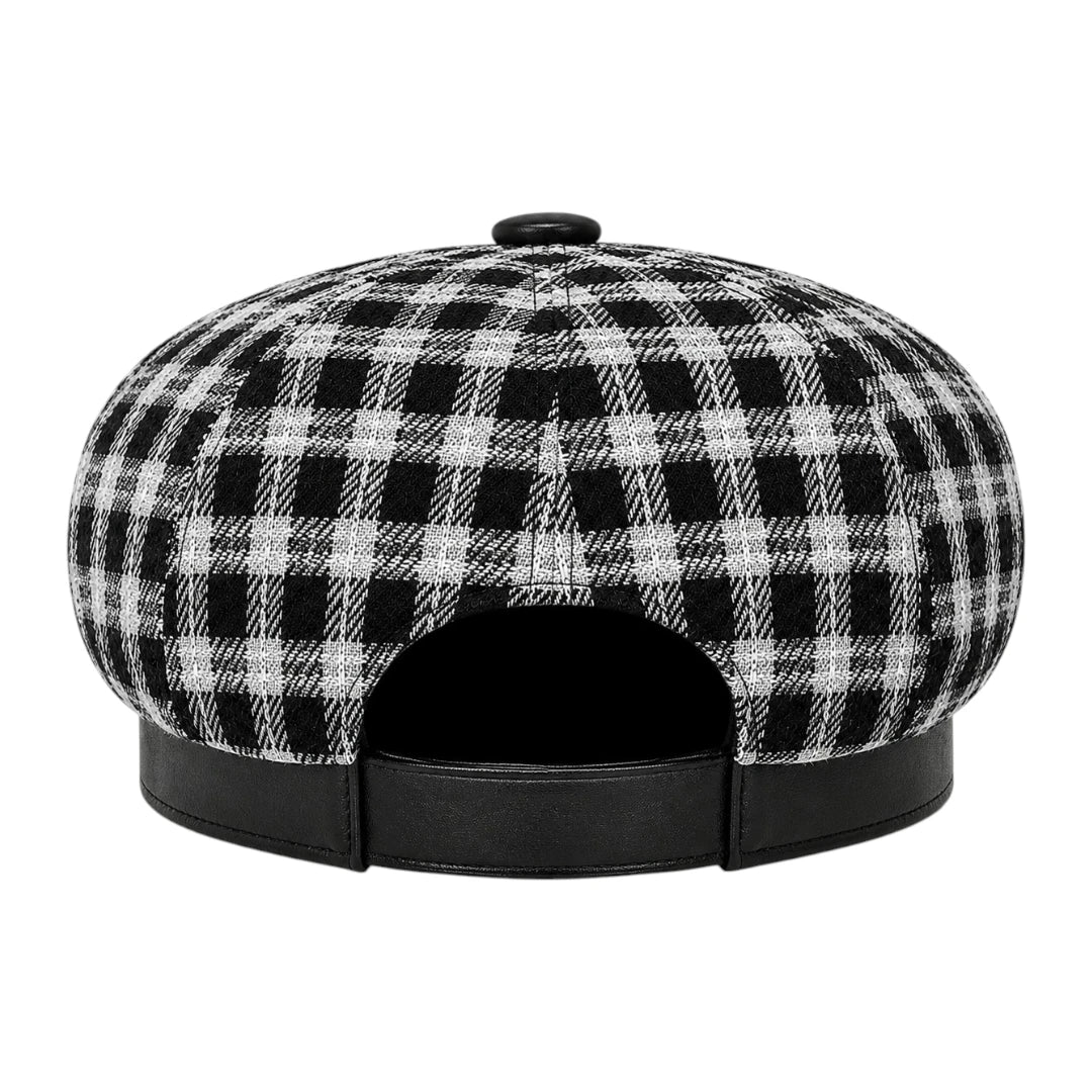 Capvora Black Midnight Plaid Chain Baker Boy Cap