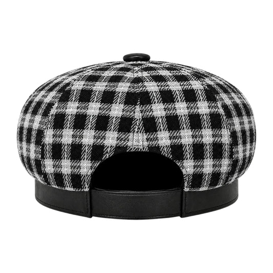 Capvora Black Midnight Plaid Chain Baker Boy Cap