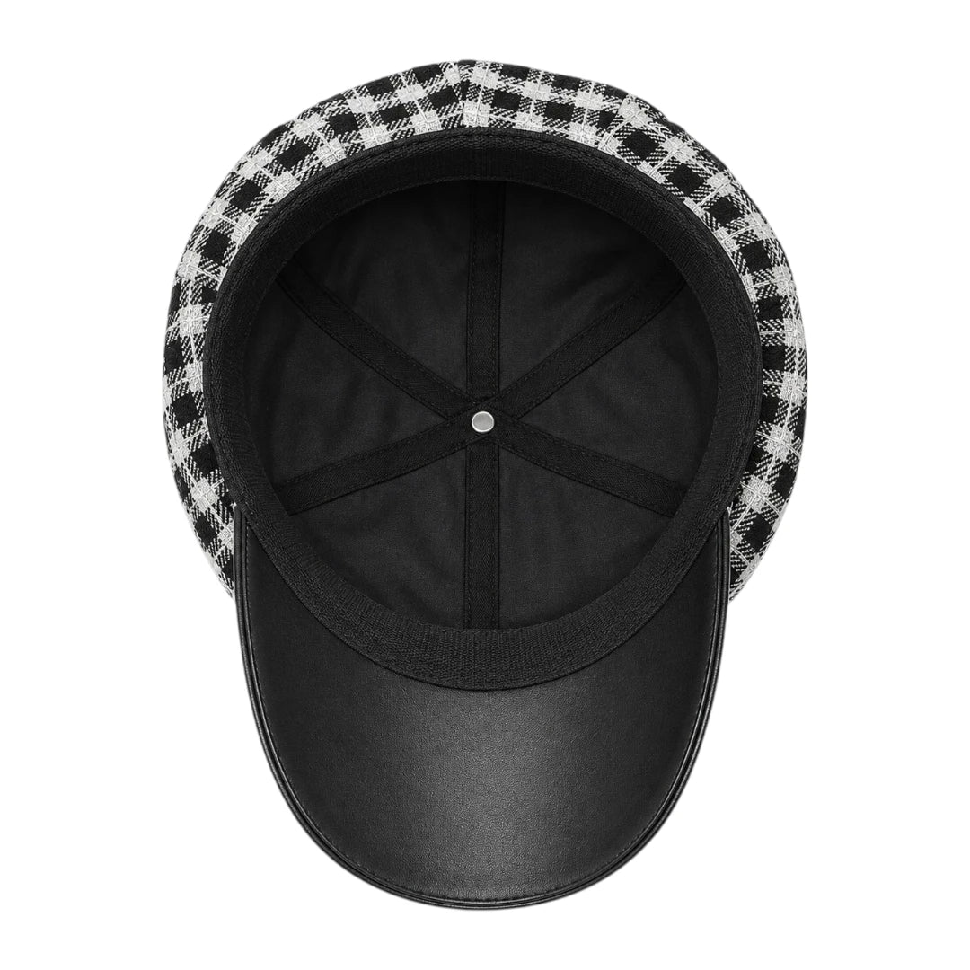 Capvora Black Midnight Plaid Chain Baker Boy Cap