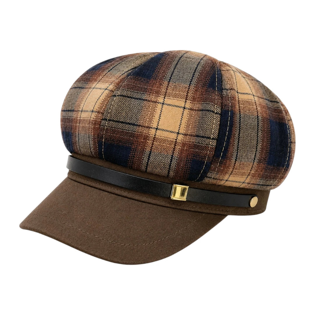 Capvora Brown Heritage Plaid Baker Boy Cap