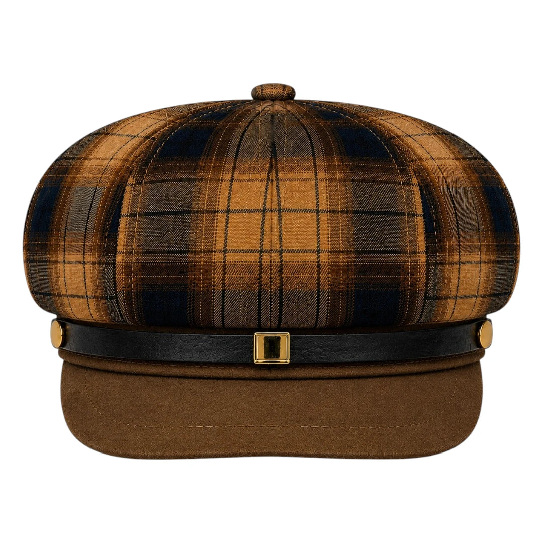 Capvora Brown Heritage Plaid Baker Boy Cap