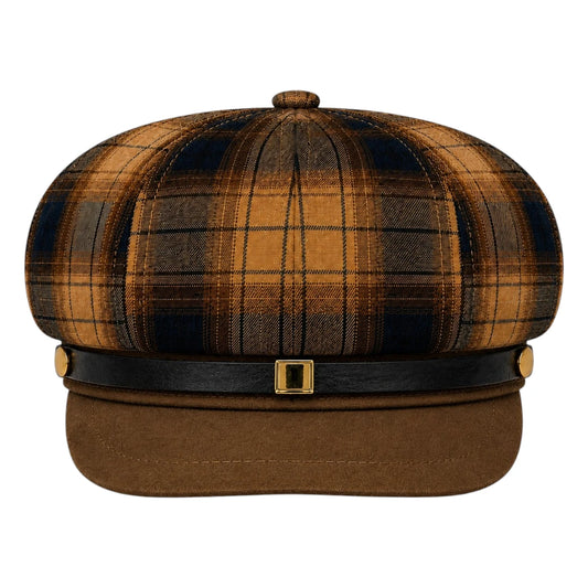 Capvora Brown Heritage Plaid Baker Boy Cap