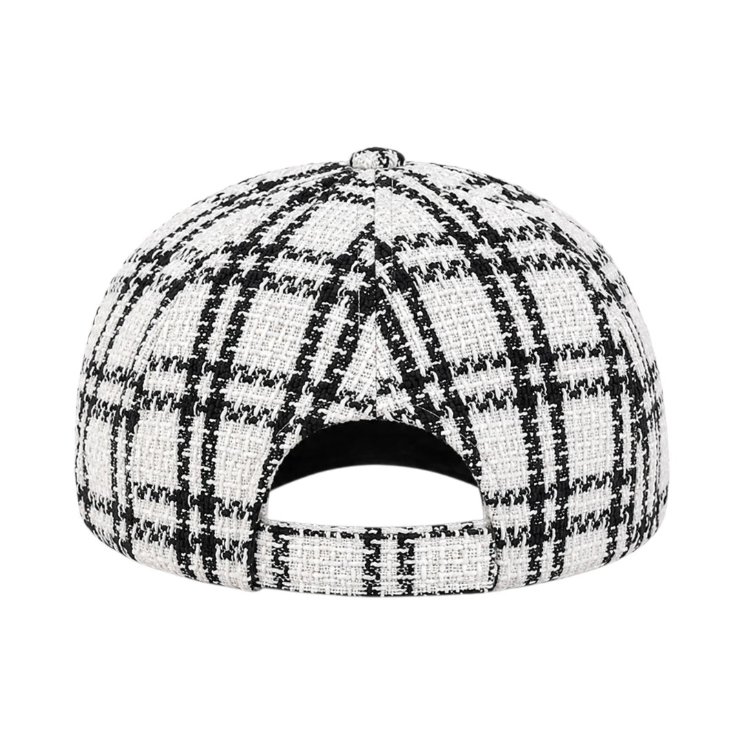 Capvora White Monochrome Tweed Baker Boy Cap